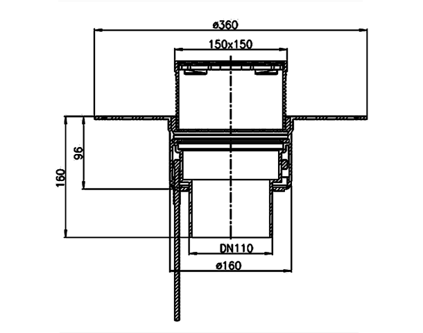 Водосточная воронка HL62.1BF (чертеж для проектировщиков)