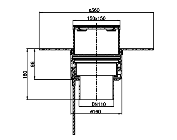Водосточная воронка HL62.1BP (чертеж для проектировщиков)